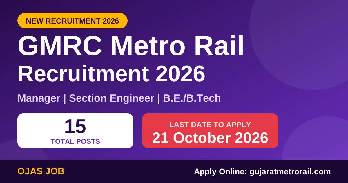 GMRC Recruitment 2026